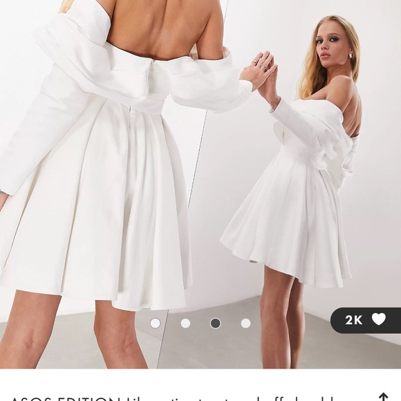 White ASOS dress! Perfect for any upcoming bride! Size US 8. Ivory. - Picture 6 of 6